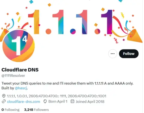 Screenshot used in the talk for DNS over Twitter