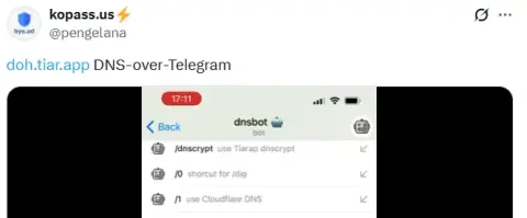 Screenshot used in the talk for DNS over Telegram