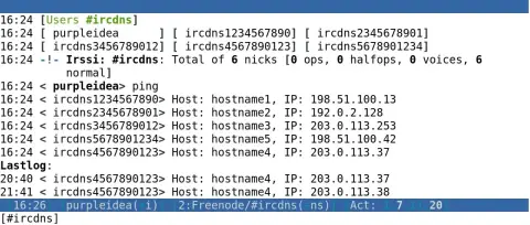 Screenshot used in the talk for DNS over IRC