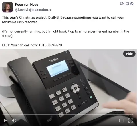Screenshot used in the talk for DNS over phone