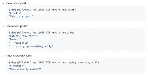 Screenshot used in the talk for Blogging via DNS