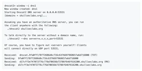 Screenshot used in the talk for dnscat2