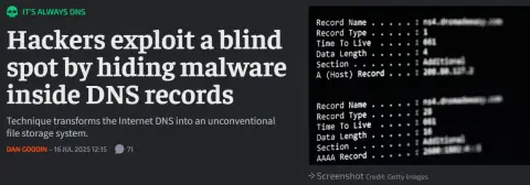 Screenshot used in the talk for Malware in DNS records